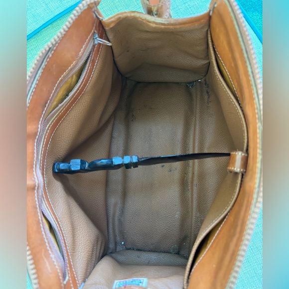 Dooney & Bourne Vintage Zipper Satchel in British Tan and Bone - Picture 10 of 14